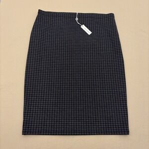 MAX STUDIO Women's XL Size Black - Gray Check Plaid Stretch Knit Midi Skirt New